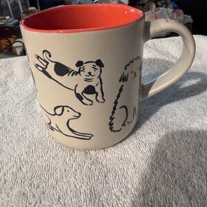 Cute Dog Illustrations Ceramic Coffee Mug With Red Interior